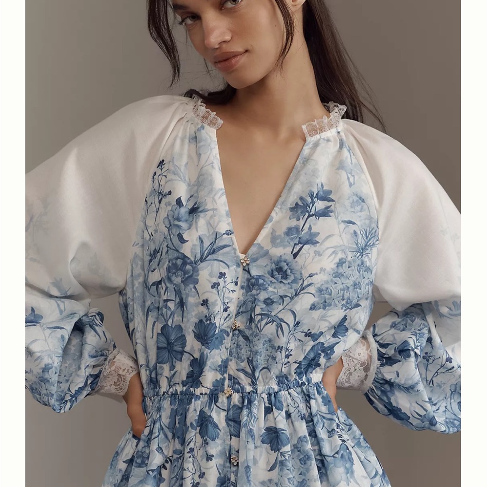 Anthropologie Let Me Be V-Neck A-Line Mini Dress
